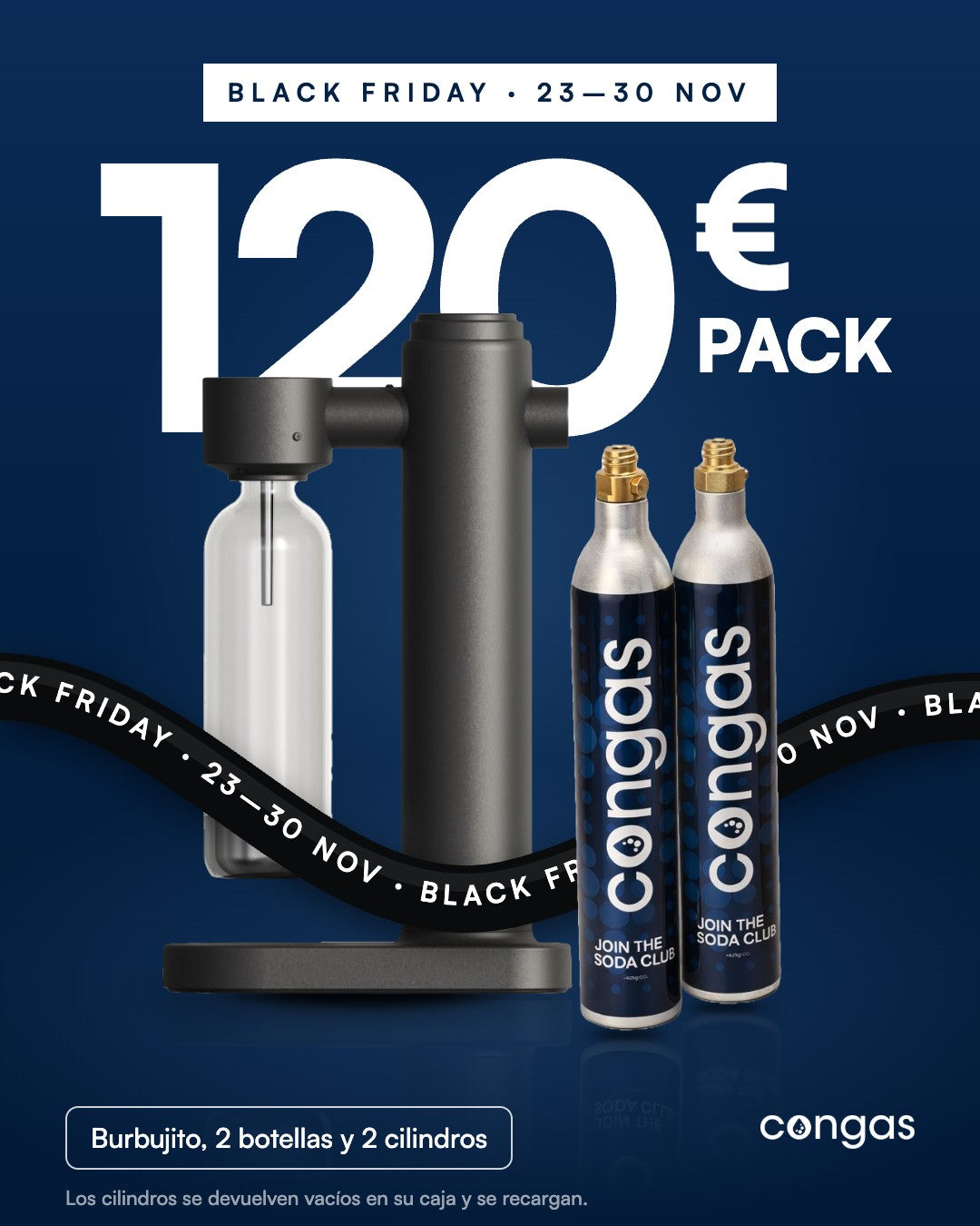 Pack Black Friday Congas: gasificador Burbujito con 2 cilindros de CO2